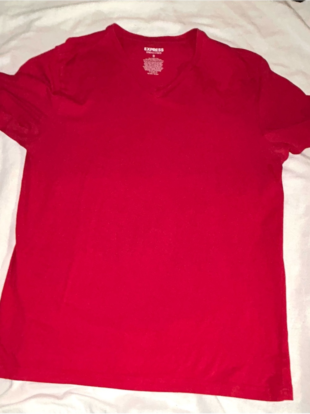 Express Men’s Bright Red V-Neck Short Sleeve Tee